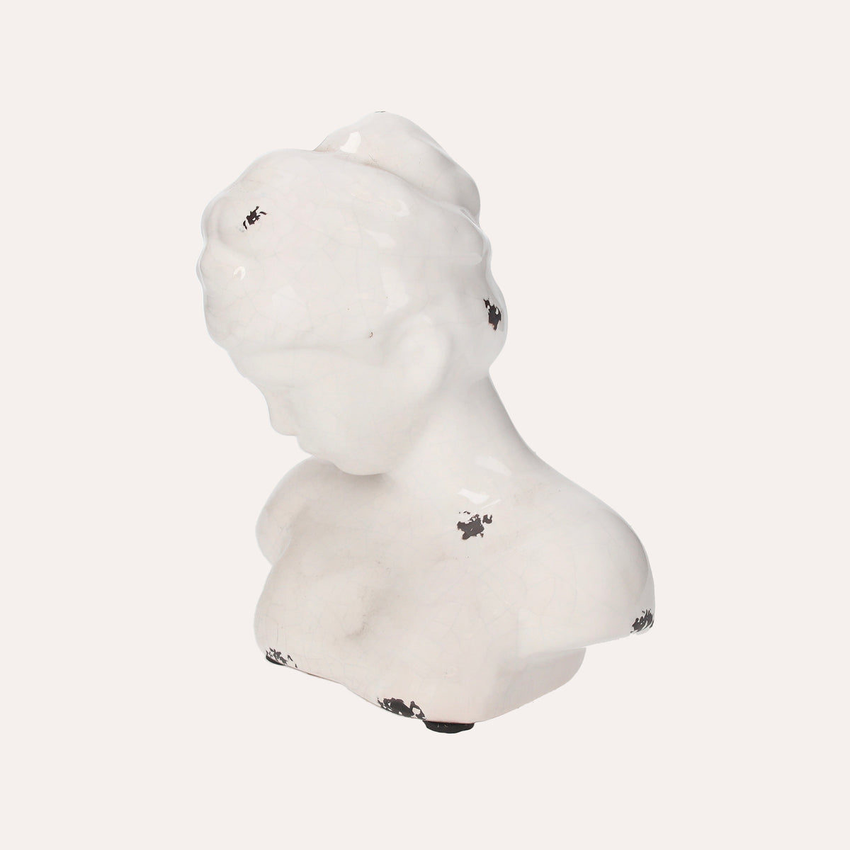 Busto de Mujer de Cerámica Blanca Envejecida H. 22 cm