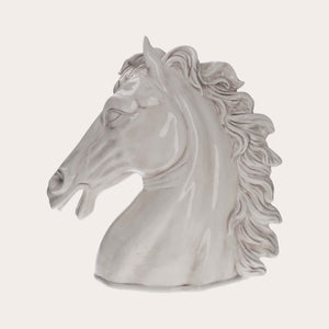 Horse Head in Antique White Ceramic – Hand Decorated, Made in Italy