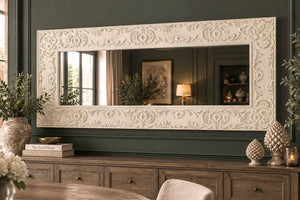 White Wooden Wall Mirror 60x150 cm