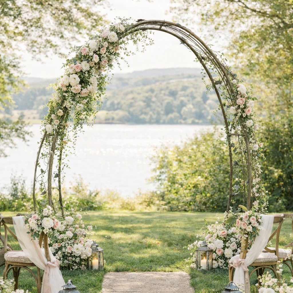 Arco con Uccellini in Ferro Verde Inglese H.215 cm - KeyHome Store