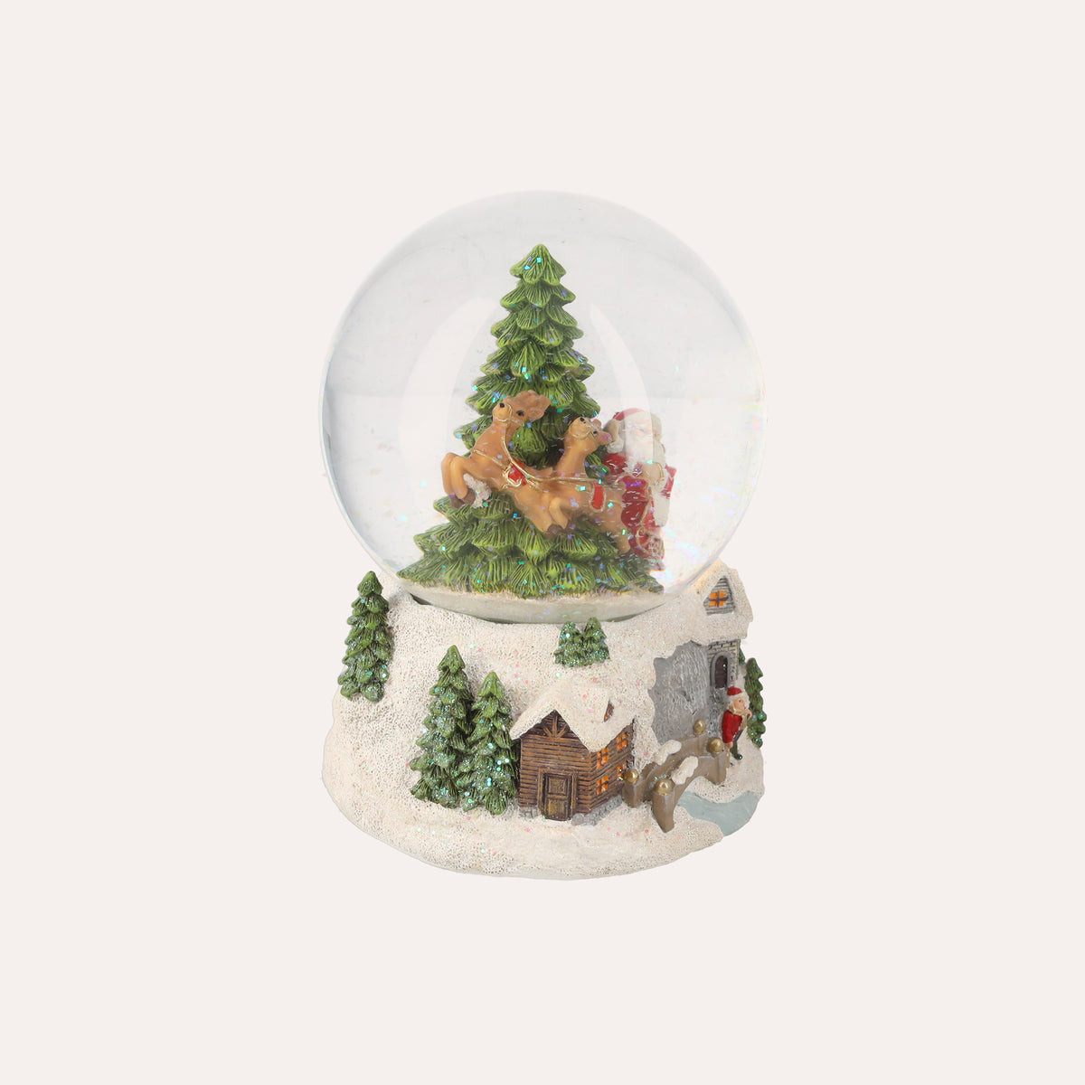 Weihnachtskugel mit Weihnachtsmann-Spieluhr – H 18 x T 13 cm