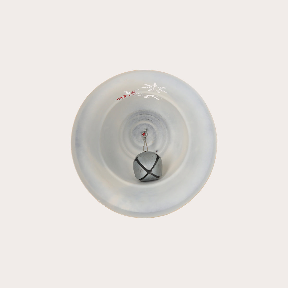Christmas Bell in White Tin with Red Bow