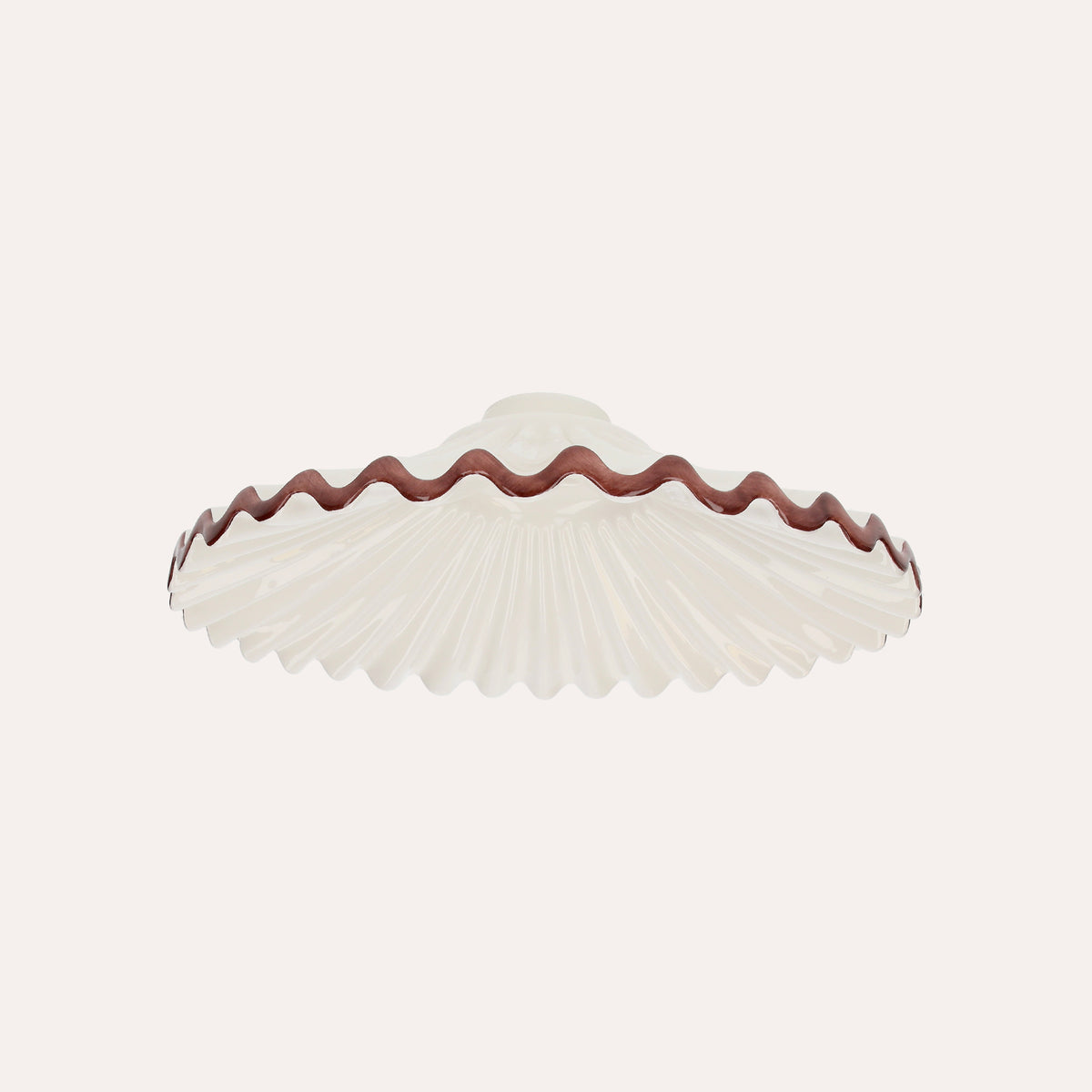 Rustic White Ceramic Lampshade with Brown Edge Ø 30 cm