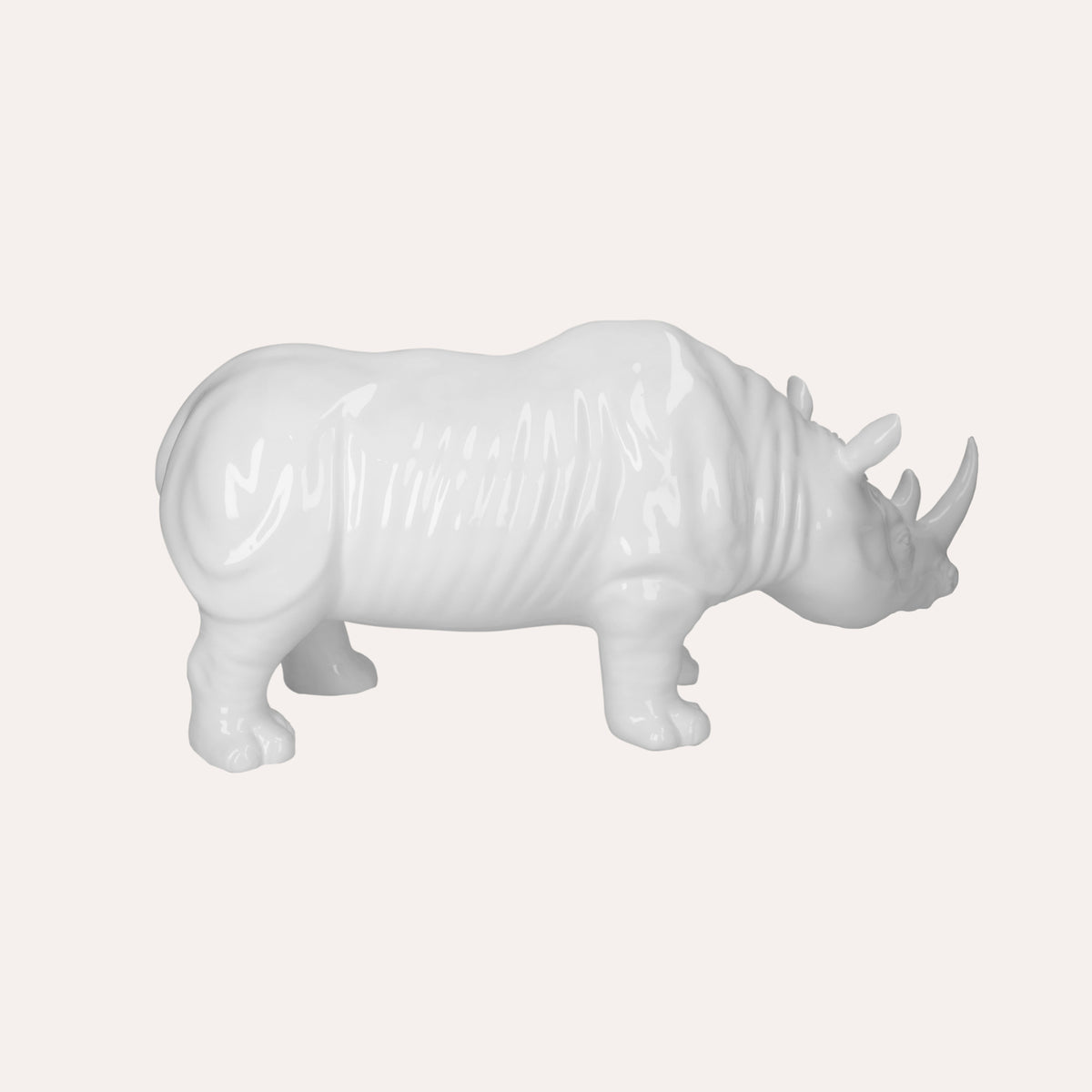 Rinoceronte in Ceramica Bianco H. 25 cm