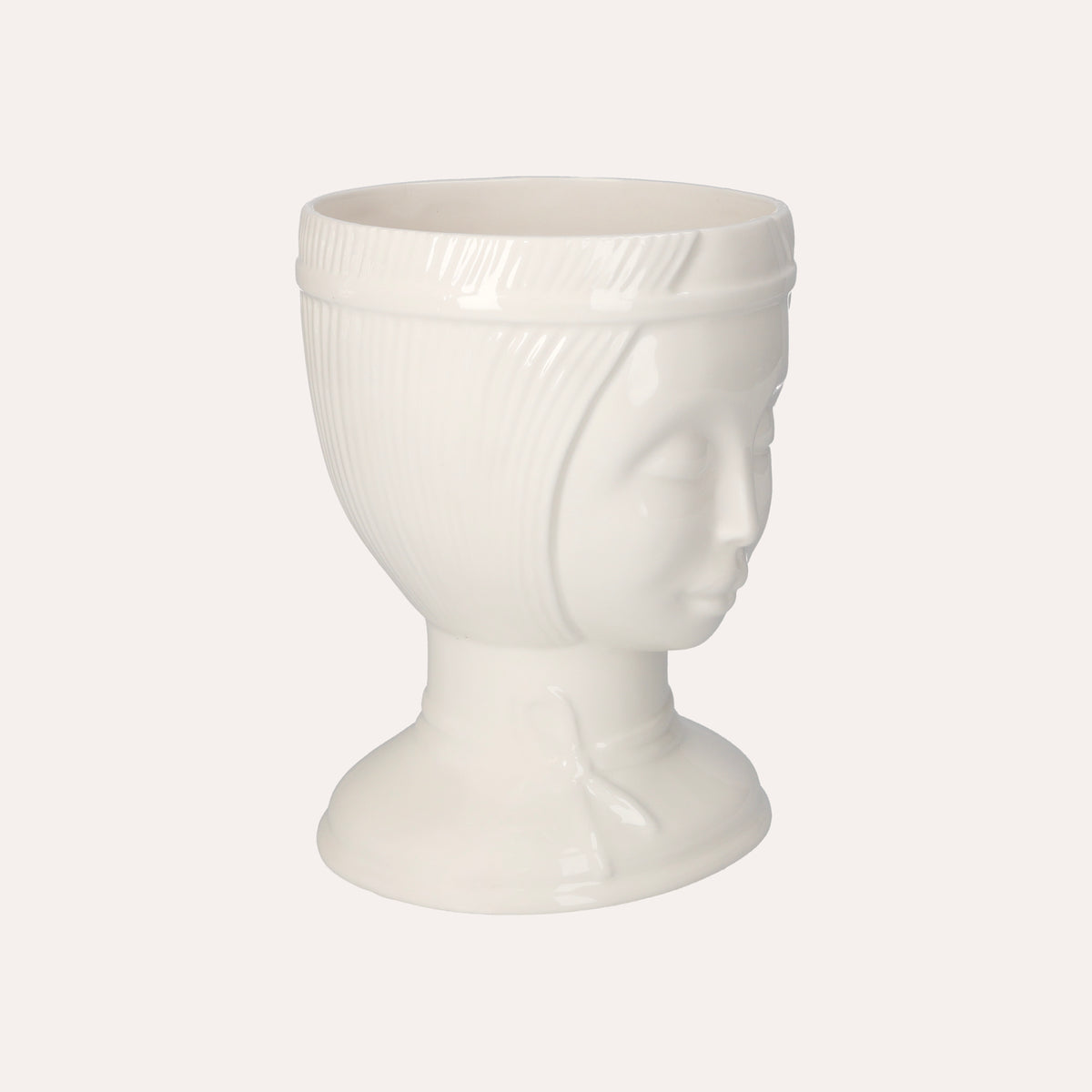 Vaso Decorativo Naif in Ceramica Bianco Lucido