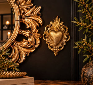 Cuore Sacro in Resina Oro 14x10 cm - KeyHome Store