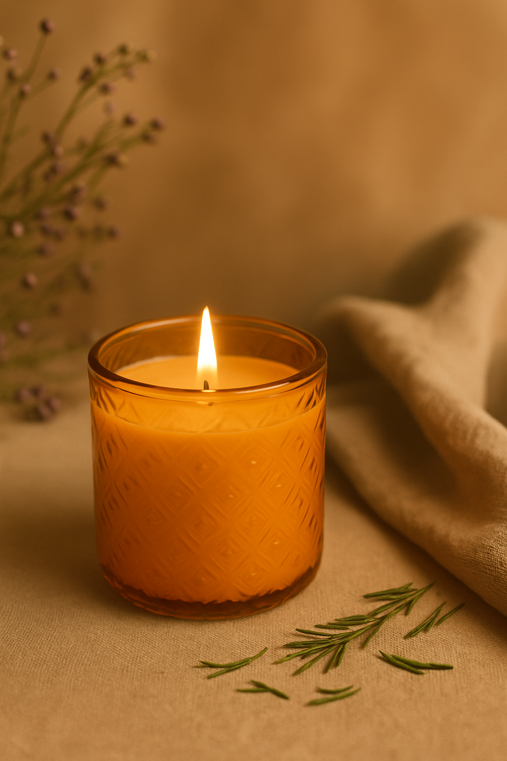 Kerze aus recyceltem Glas mit Orangen-Vanille-Aroma