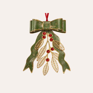 Fiocco Natalizio in Latta Verde H.28x26x5 cm