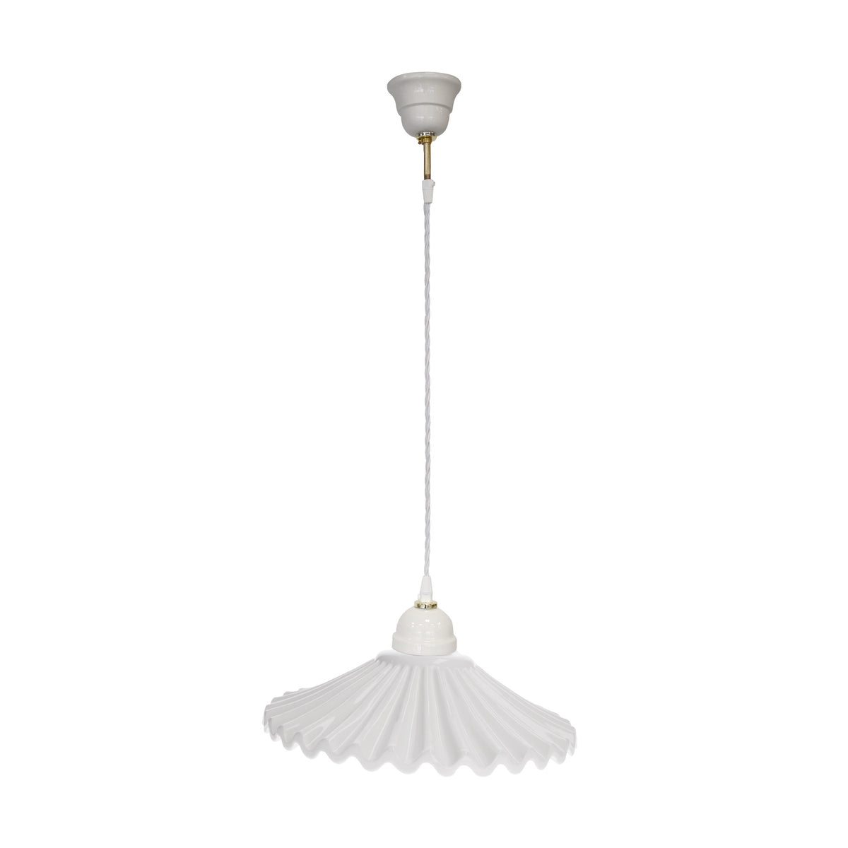 Lampadario Rustico con Treccia in Ceramica Bianca Ø. 30cm