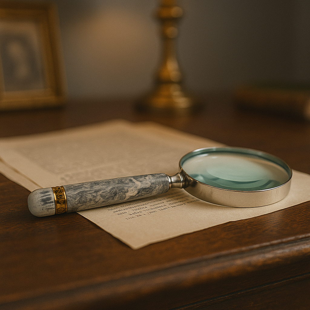 Magnifying glass with marble effect handle, 25 x 10 cm