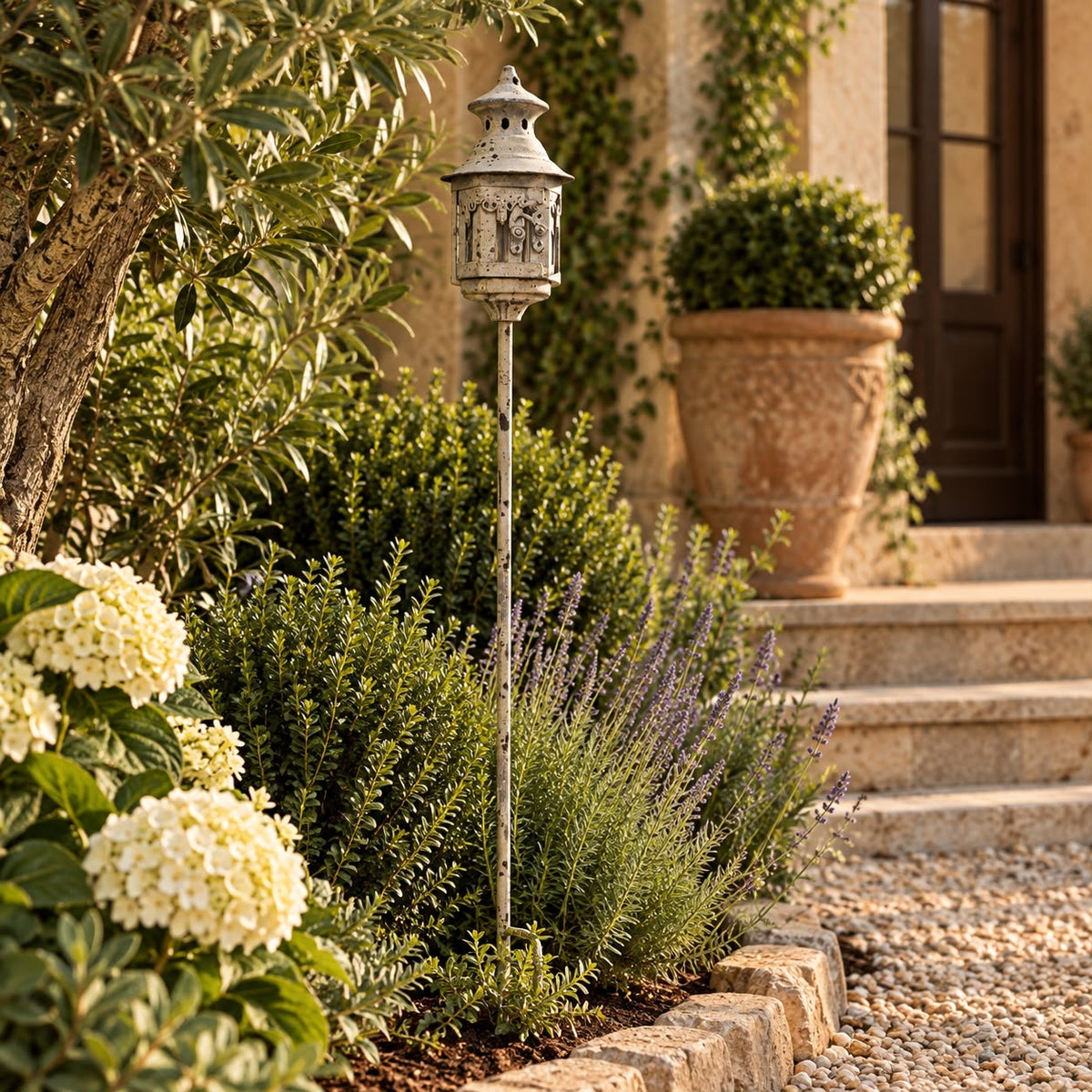 Lanterna con Piantone in Ferro Grigio H.127 cm - KeyHome Store