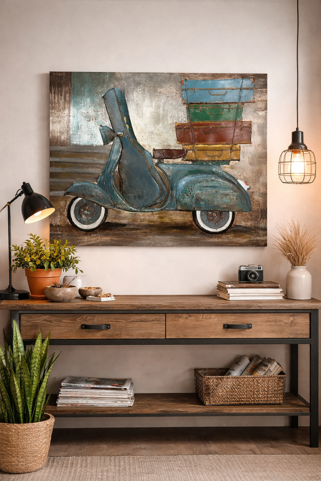 Quadro Decorativo in Ferro Scooter Vintage