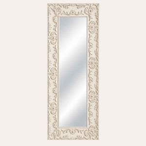 White Wooden Wall Mirror 60x150 cm