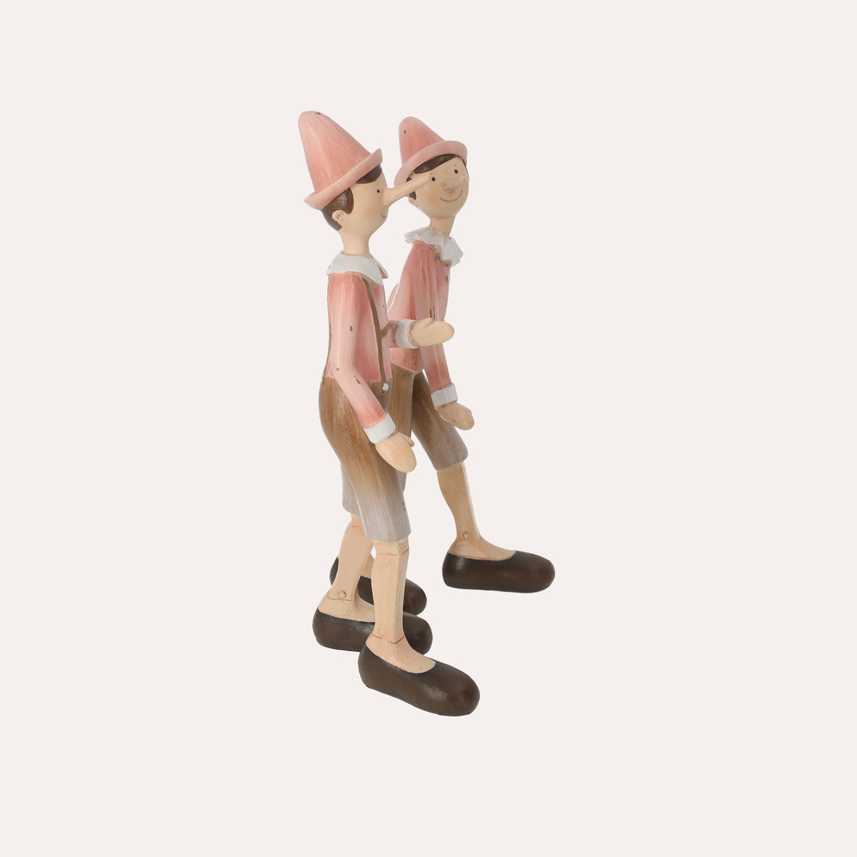 Coppia Statuine Pinocchio in Resina H. 28 cm