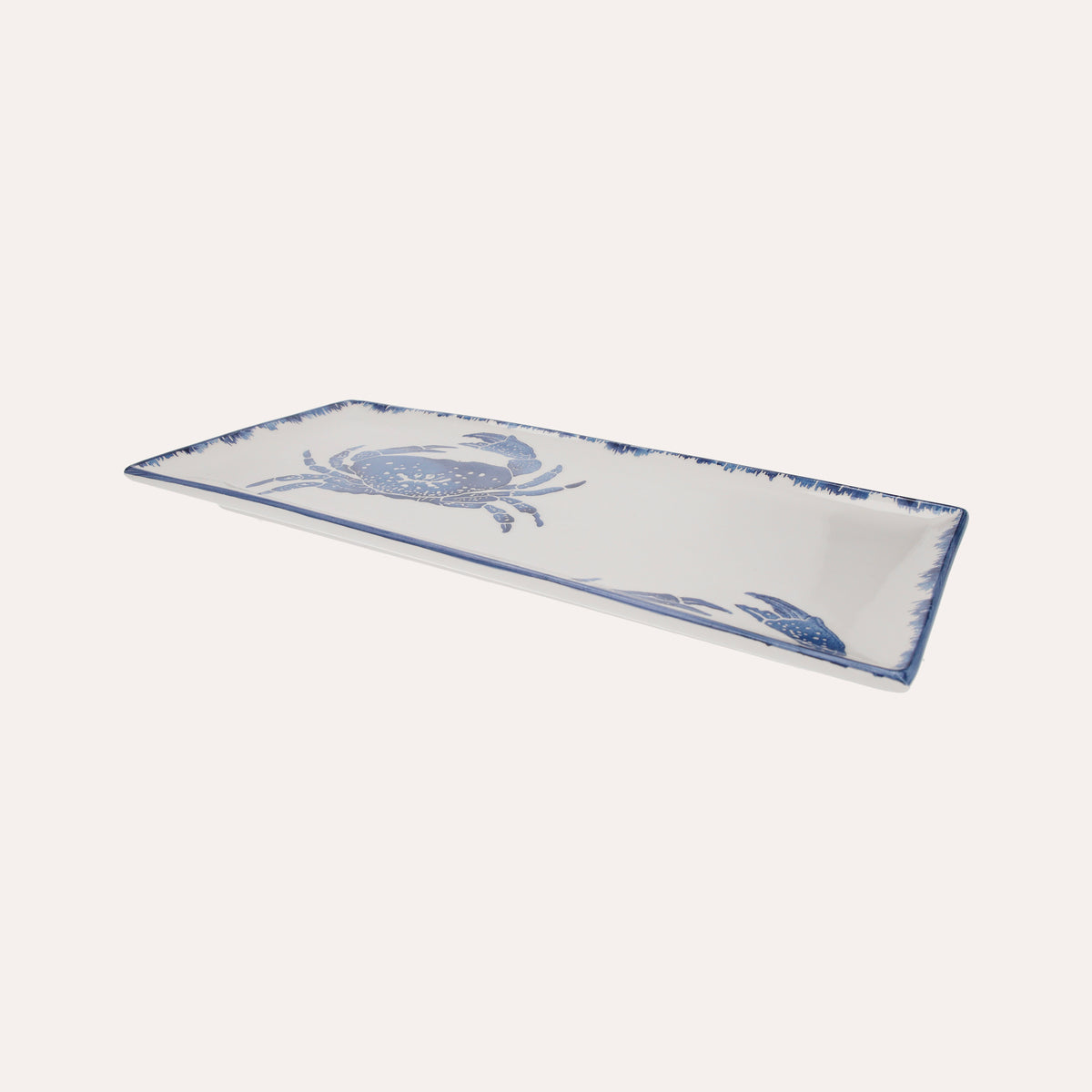 Bandeja Rectangular de Cerámica con Cangrejos Azules