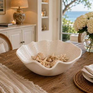 White ceramic shell tub H10 Ø30 cm