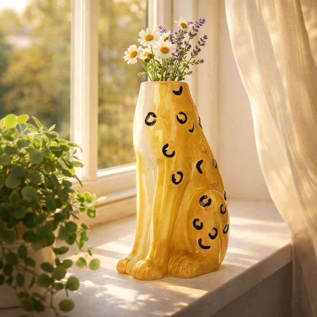 Yellow Cheetah Ceramic Vase – Style and Design for the home