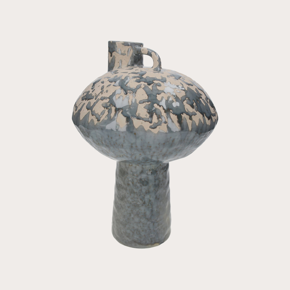 Minimalist Pitcher Vase in Grey/Light Blue Ceramic