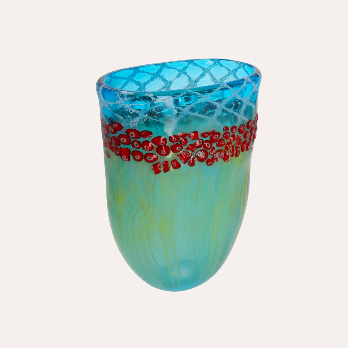 Oval decorative glass vase (34x20) light blue