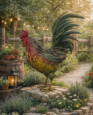 Gallo Gigante in Ferro Colorato H.95 cm - KeyHome Store