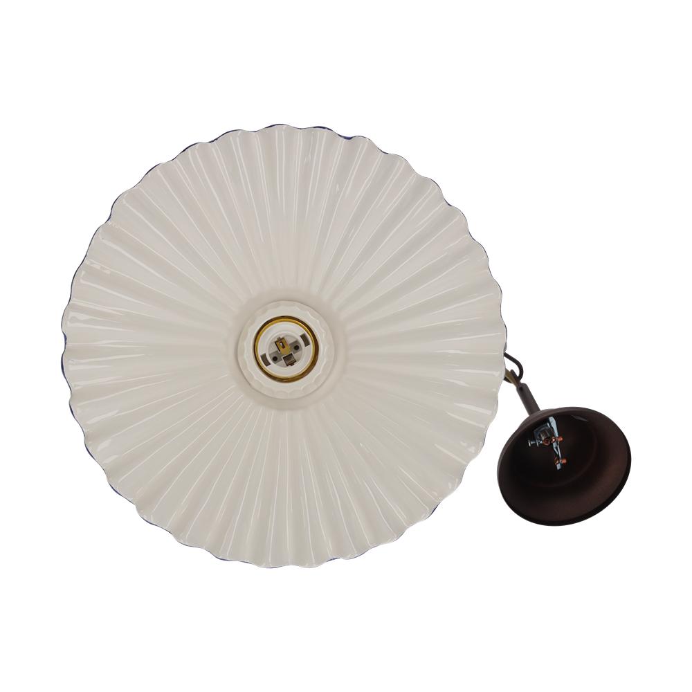 Lampadario Rustico con Catena in Ceramica Bianca Ø. 30cm