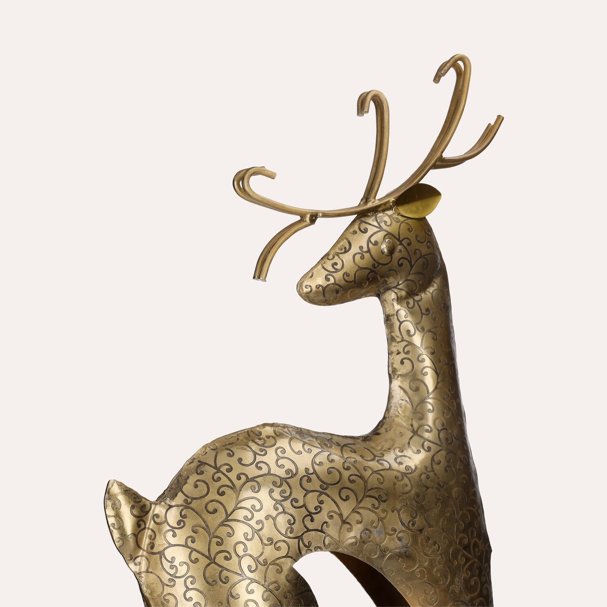 Grande statue de renne de Noël en métal doré H. 70cm