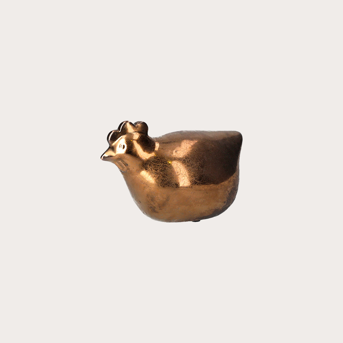 Chioccia Decorativa in Ceramica Dorata H.16cm