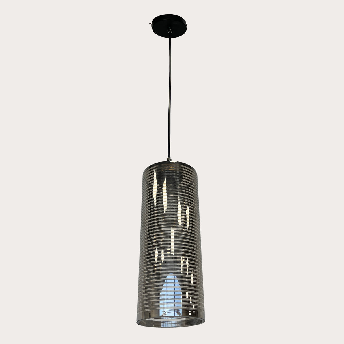 Lampadario a Sospensione in Vetro Fumè Rigato