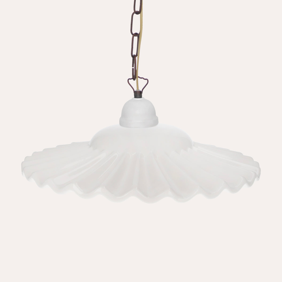 Lampadario in Ceramica Bianca Ondulata Ø 39 cm