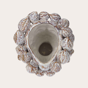 White Artisan Ceramic Testa Vase with Lemons - Home and Garden Furnishings