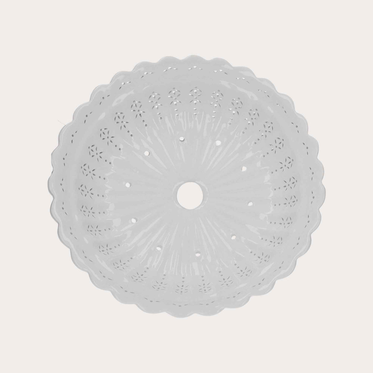 Paralume Rotondo 42 cm in Ceramica Bianca Traforata