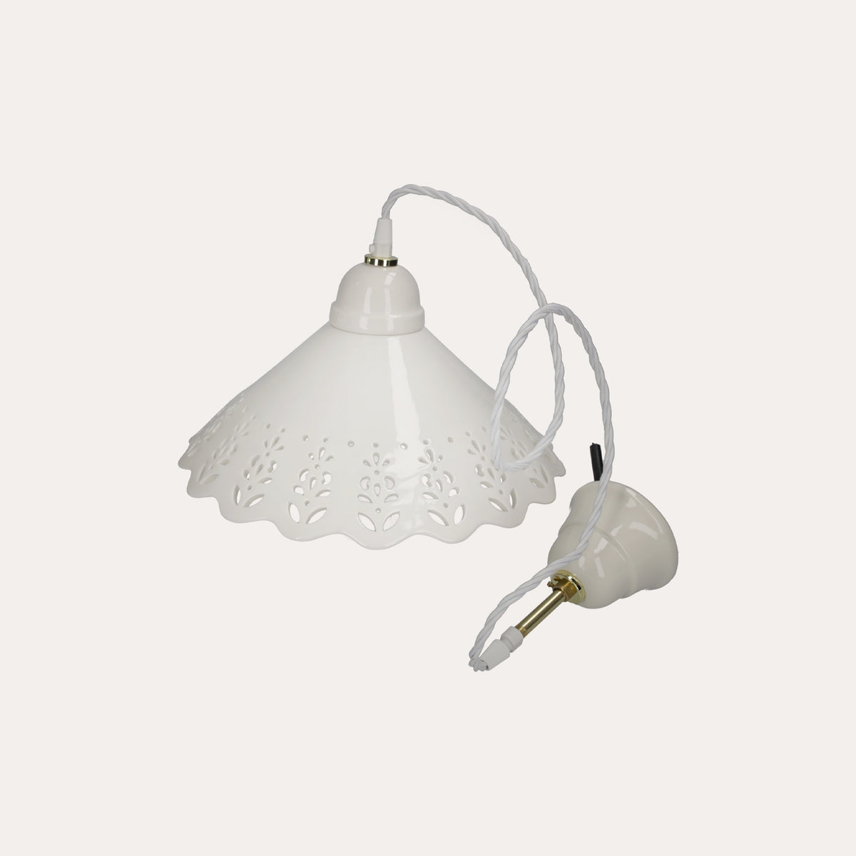 Lampadario Rustico in Ceramica Bianca con Treccia Ø 30 cm