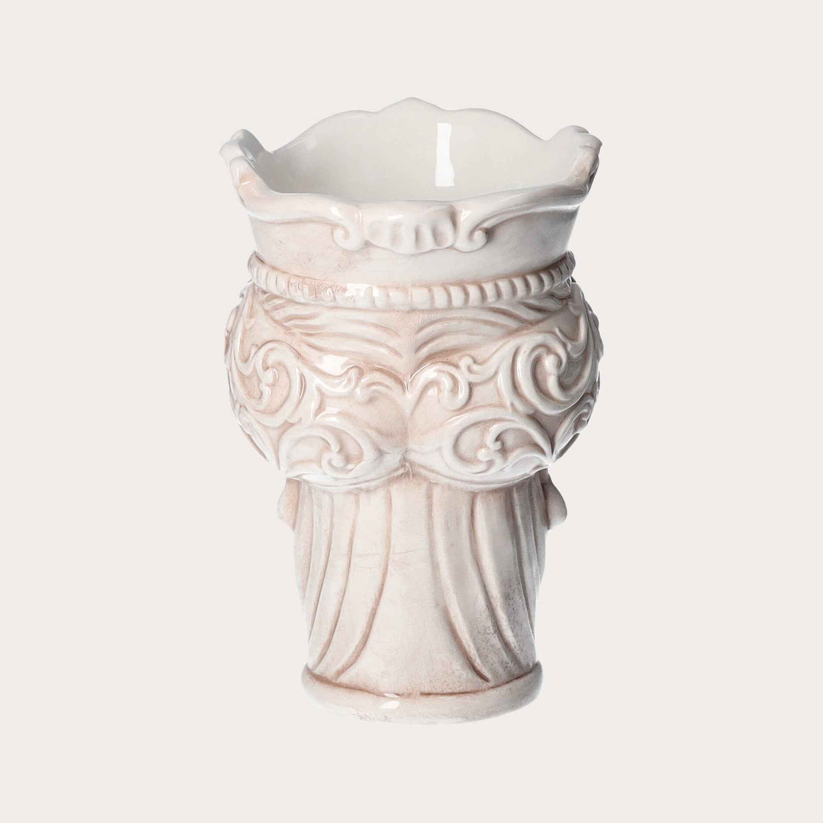 Testa di Moro Donna Small Vase in Beige/Black Ceramic – Made in Italy craftsmanship
