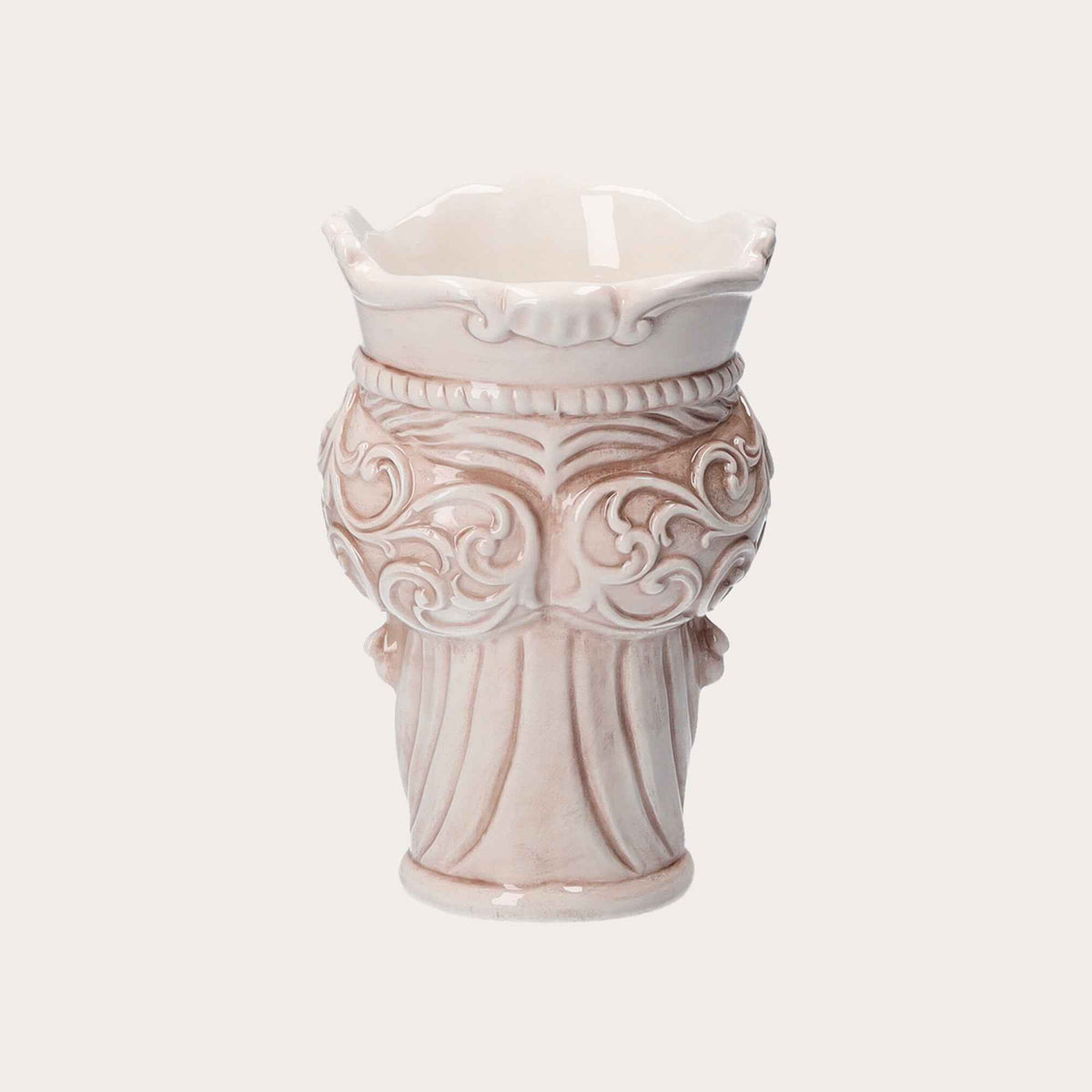 Small Testa di Moro Vase in Beige and Black Ceramic – Made in Italy craftsmanship