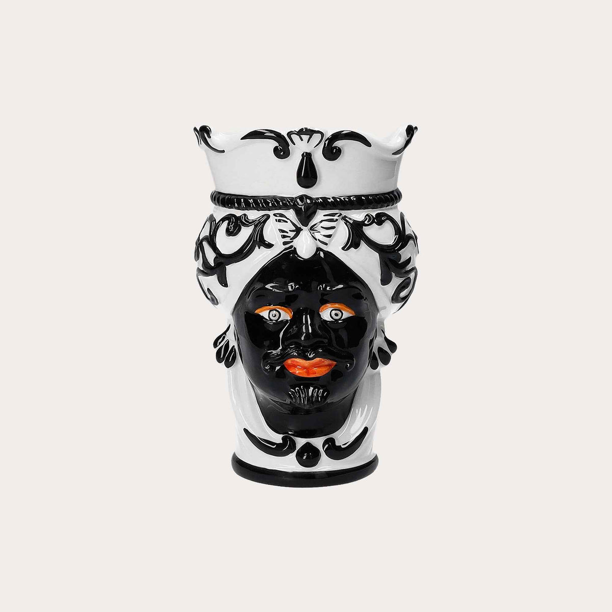 Testa di Moro Man Vase in Black Ceramic – Handcrafted Decorative Vase