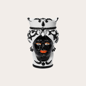 Testa di Moro Man Vase in Black Ceramic – Handcrafted Decorative Vase