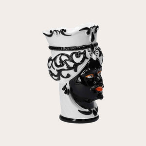 Testa di Moro Man Vase in Black Ceramic – Handcrafted Decorative Vase
