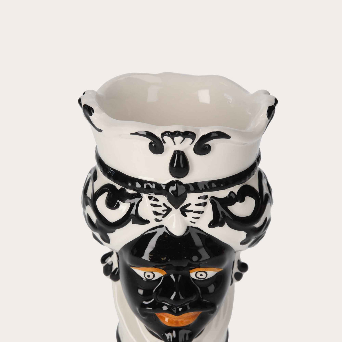 Testa di Moro Man Vase in Black Ceramic – Handcrafted Decorative Vase