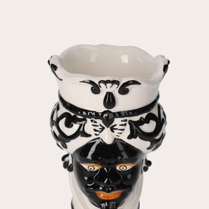 Testa di Moro Man Vase in Black Ceramic – Handcrafted Decorative Vase