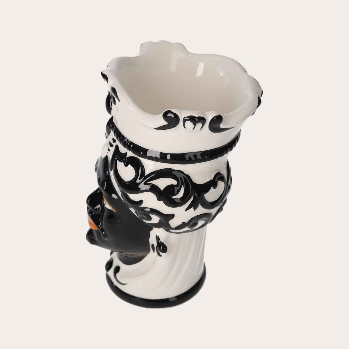 Testa di Moro Man Vase in Black Ceramic – Handcrafted Decorative Vase