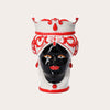 Testa di Moro Woman Vase in Red Ceramic Small H. 20cm