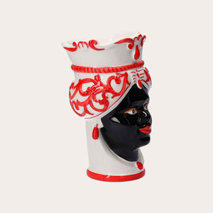 Vaso Testa di Moro Donna in Ceramica Rossa Piccolo – Made in Italy