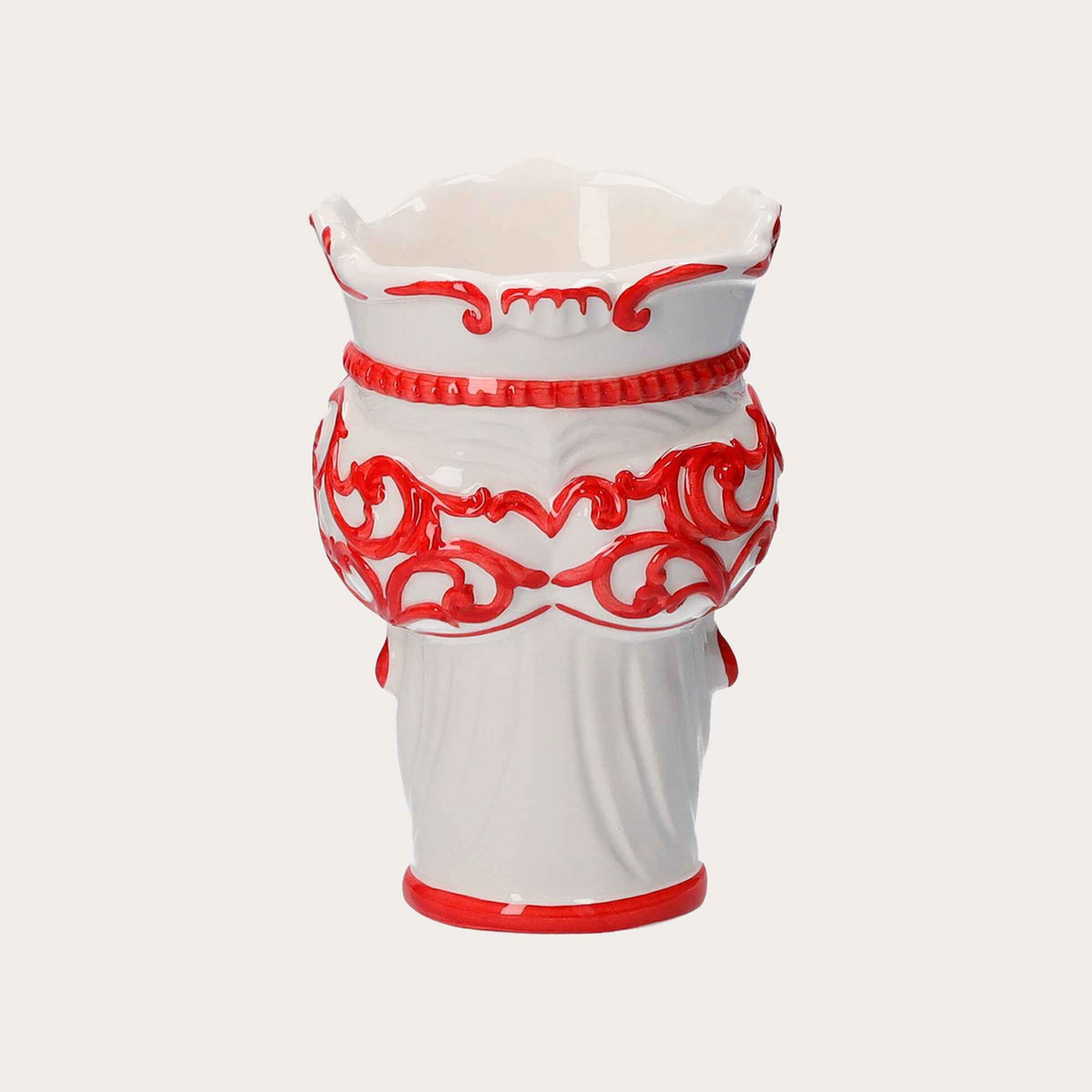 Vaso Testa di Moro Donna in Ceramica Rossa Piccolo – Made in Italy