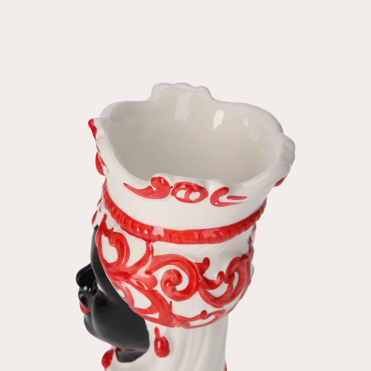 Vaso Testa di Moro Donna in Ceramica Rossa Piccolo – Made in Italy