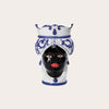 Testa Di Moro Woman Vase in Blue Ceramic Small H. 20 cm