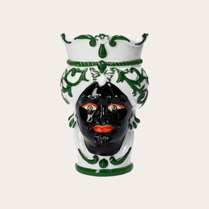 Vaso Testa di Moro Piccolo in Ceramica Verde