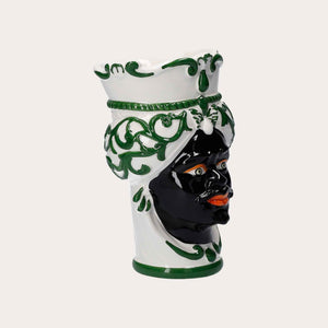 Vaso Testa di Moro Piccolo in Ceramica Verde