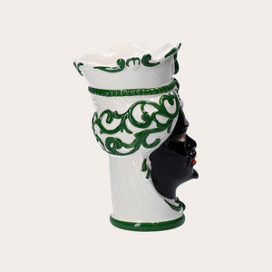 Vaso Testa di Moro Piccolo in Ceramica Verde