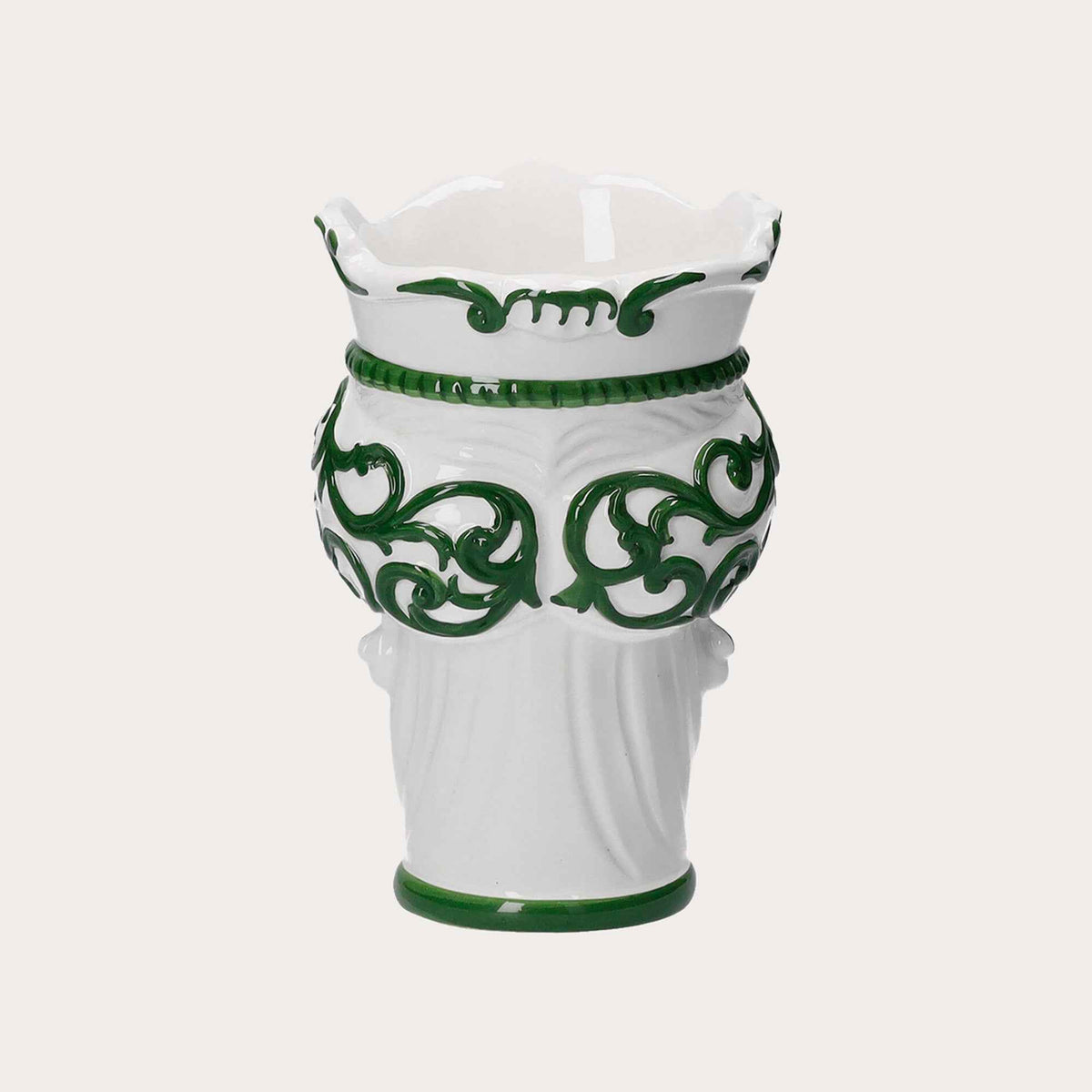 Vaso Testa di Moro Piccolo in Ceramica Verde