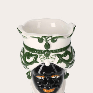 Vaso Testa di Moro Piccolo in Ceramica Verde